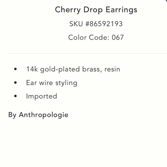 Anthropologie Cherry Red Drop Earrings gold - Picture 7 of 8